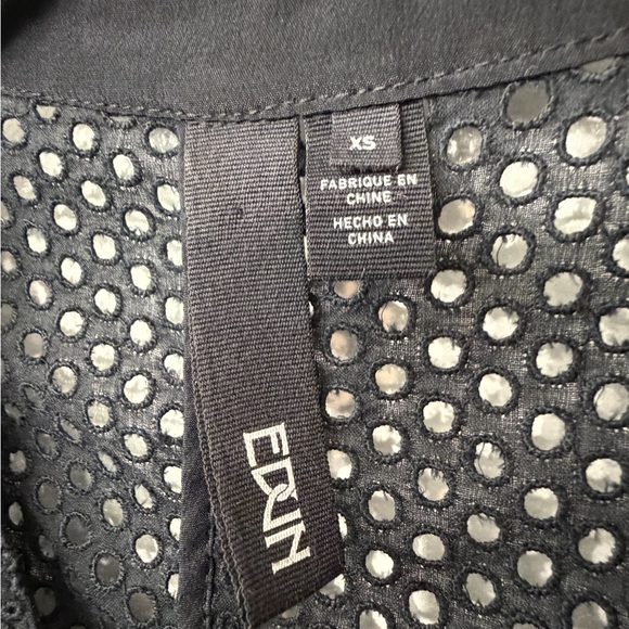 EDUN Black Eyelet Snap-Front Button Down Top - Picture 4 of 4